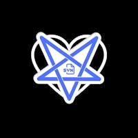 a sticker with a pentagram in the middle of a heart