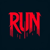 the word run in red on a black background